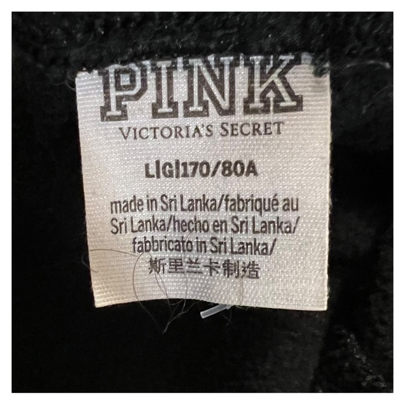 PINK Victoria's Secret Black Joggers with White Logo - Picture 2 of 5